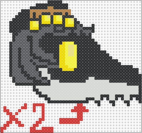 N dragon puppet (side) - black,yellow,gray