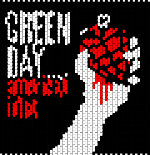 American Idiot Album Cover Peyote Panel - black,red,white