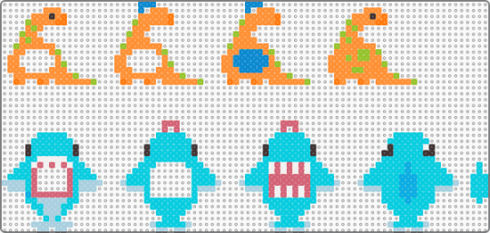 dinosaur + shark shakers - orange,light blue,dinosaur,shark,dino,shakers,perler shaker,fidget,fidget perler,keychain