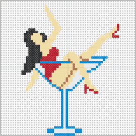 Pin Up Girl Martini Glass - pinup girl,martini,glass,alcohol,cocktail,classy,vintage,sophistication,celebration,style,art,blue,red,beige
