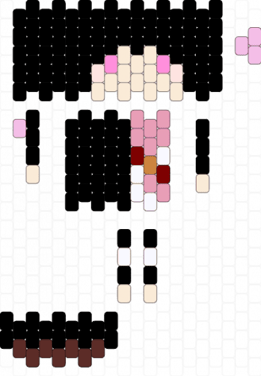 nezuko kandi doll - black, brown, pink