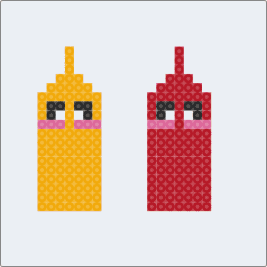 ketchup and mustard - white,orange,red