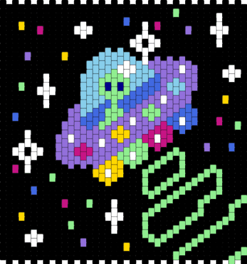 Small alien bag backside - black,teal,purple