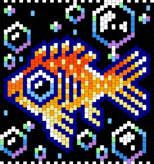Fishy bag - black, cotdunderwaterworld, orange, purple, yellow