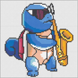 Squirtle: Ba-na-na-na-na-nah - squirtle,saxophone,pokemon,music,cool,jazz,quirky,fun,nostalgia,charming,blue,gold