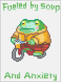 Frog - frog,bike,soup,anxiety,text,sign,silly,green,orange