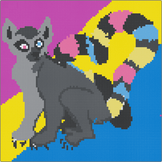 pan lemur - yellow,pink,blue,purple