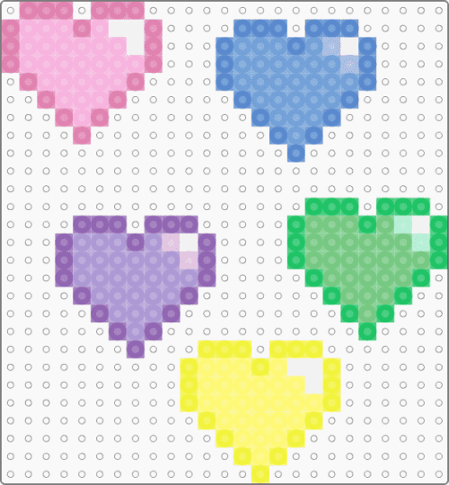 Pastel hearts sprites - pink,yellow,pastel,8 bit,heart,green,blue,purple