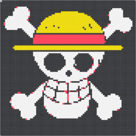 StrawHatJollyRoger - straw hat,skull,one piece,anime,swashbuckling,adventures,iconic symbol,yellow,red,white,black