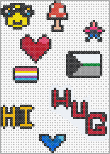 perler patterns part one - black,white,orange,red,colorful