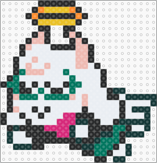 ralsei angel - white,beige,teal