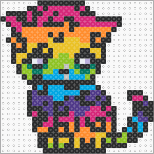 Lisa frank inspired cat :3 - black,pink,orange,light blue,colorful