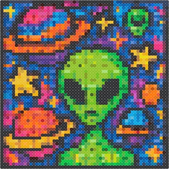 Aliens In Space - purple,blue,red,green,colorful
