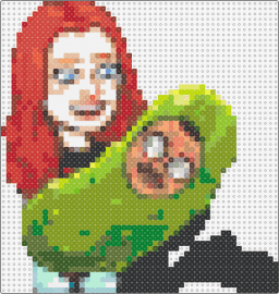 Pickle gage - pickle,bitmoji,whimsical,red hair,green,humorous,expressive,caricature