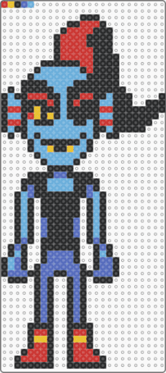 Undyne - black, blue, light blue, red