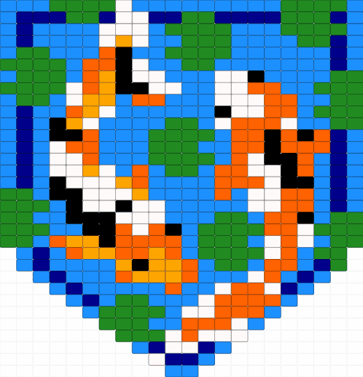 Koi Fish - green,light blue