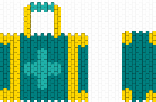 medkit's bag (front, back & sides) - teal,yellow