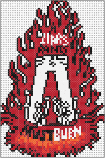 A LIARS PANTS MUST BURN - red,will wood,black,white,mushrooms,fire