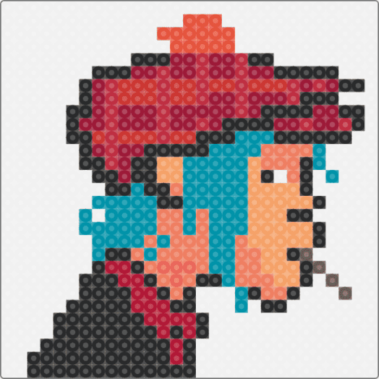 2-D - white,red,orange,teal
