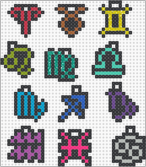 for my kandi skirt - black,teal,light blue,beige,colorful,homestuck,charm,zodiac