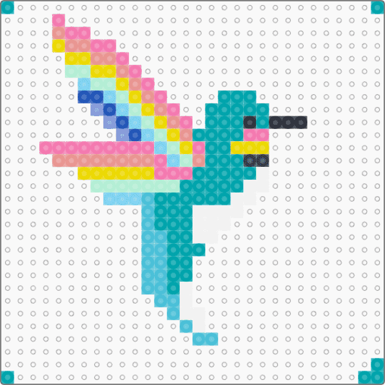 Resized hummingbird - pink,light blue,teal