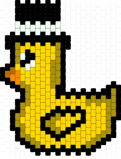 duck with top hat - gold,yellow