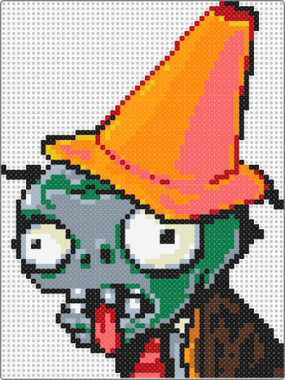 Conehead zombie from PvZ! - red,orange,gray,green,pvz,plants vs zombies,zombie,conehead,traffic cone