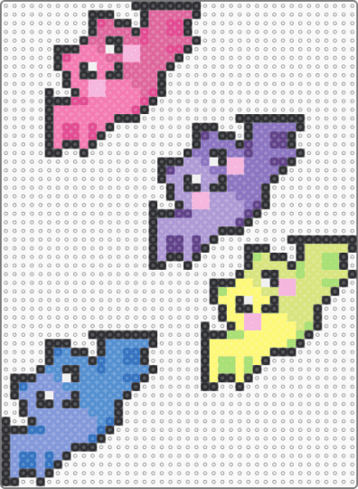 Mini Cute Bats - pink,yellow,light blue,bats,mini bats,pastel bats,cute bats