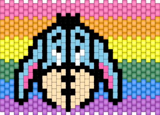 Eeyore Face - pink,orange,light blue,eeyore,cuff,glow,rainbow