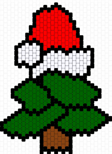 Christmas Tree With Santa Hat - red,green,santa hat,hat,christmas