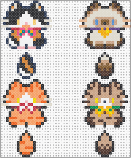 Friends Cats - beige,orange,brown,purple