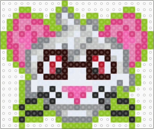 Kitsune^2 old design perler bead!! - pink,gray,green,kitsune2,lapfox,olddesign,lapfoxkitsune2,halleylabs