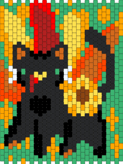 Thanksgiving cat panel - green,orange