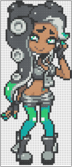 Marina - gray,tan,marina,off the hook,splatoon,nintendo,video games,octoling,green,tentacle