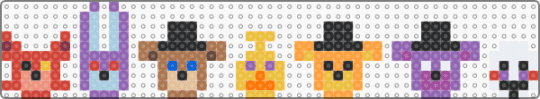 Foxy, Bonnie, Freddy, Chica, Golden Freddy, Shadow Freddy, and The Puppet (FNAF) - yellow,pink,colorful