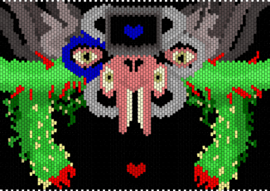 Omega flowey: WARNING!!! blue heart - black, gray, green, red