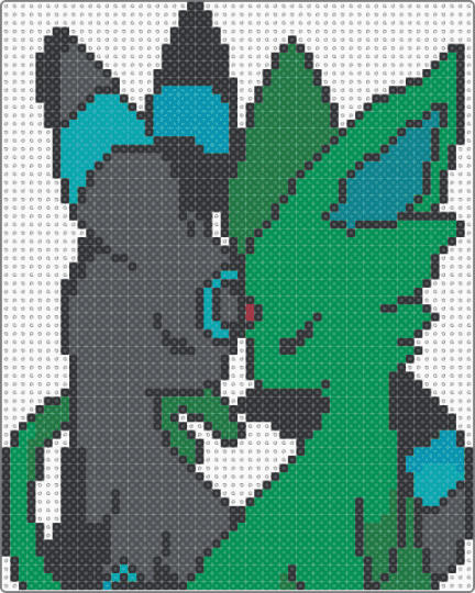 Shiny espeon and umbreon - gray,green