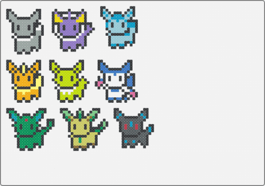 Shiny eeveelutions - white,gray,green,colorful