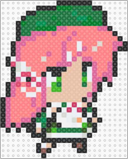 Chibi Momone Momo Utauloid Perler - beige,green,pink,red,vocaloid,music,utauloid