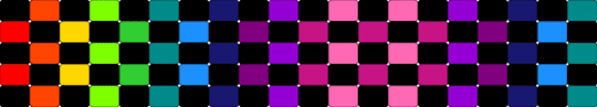 Rainbow checker ladder stitch cuff - black,purple,pink,rainbow,cuff,ladder stitch,checker,red,green,blue