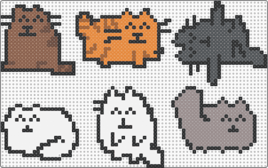 6 cats - tan,orange,purple,gray