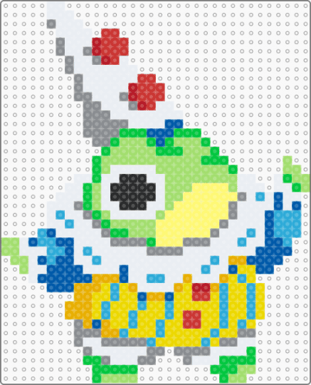 Clown Frog - gray,green,yellow,frog,clown,silly,cute