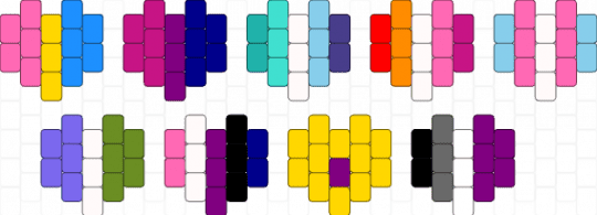 Pride hearts - pink,yellow,light blue,purple