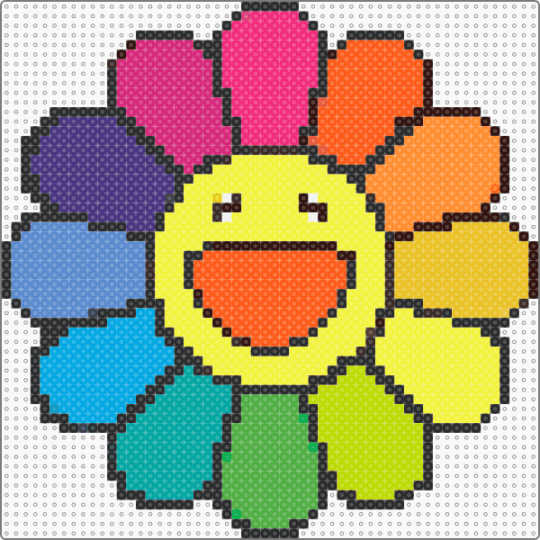 murakami flower - green, orange, pink, yellow
