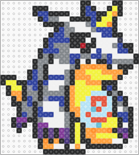 gabumon - purple,yellow,orange,gray