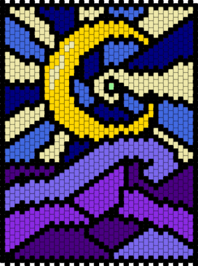Moonrise stained glass V2 - yellow,blue,purple