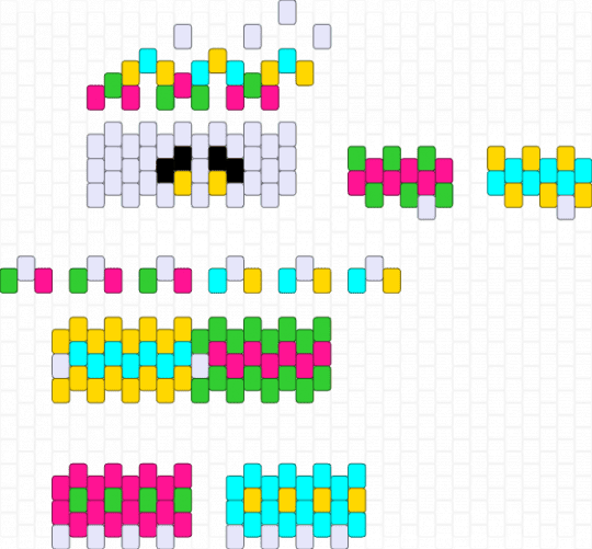 Mini yellow, blue, pink, and green clown - light blue, pink, yellow
