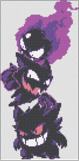 Gastly Haunter Gengar Evolution Trio - black,purple,pink,gastly,haunter,gengar,pokemon,gaming,character,ghost