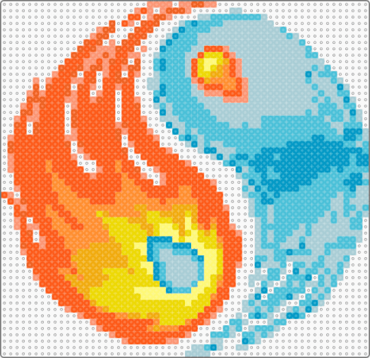 Fire and Water Yin Yang Symbol With Centers - orange,light blue,cotdcontrast,asian,peace,nature,blanace,element,magic,natural