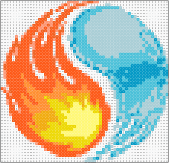 Fire and Water Yin Yang Symbol No Centers - orange,light blue,cotdcontrast,asian,peace,nature,balance,element,magic,natural